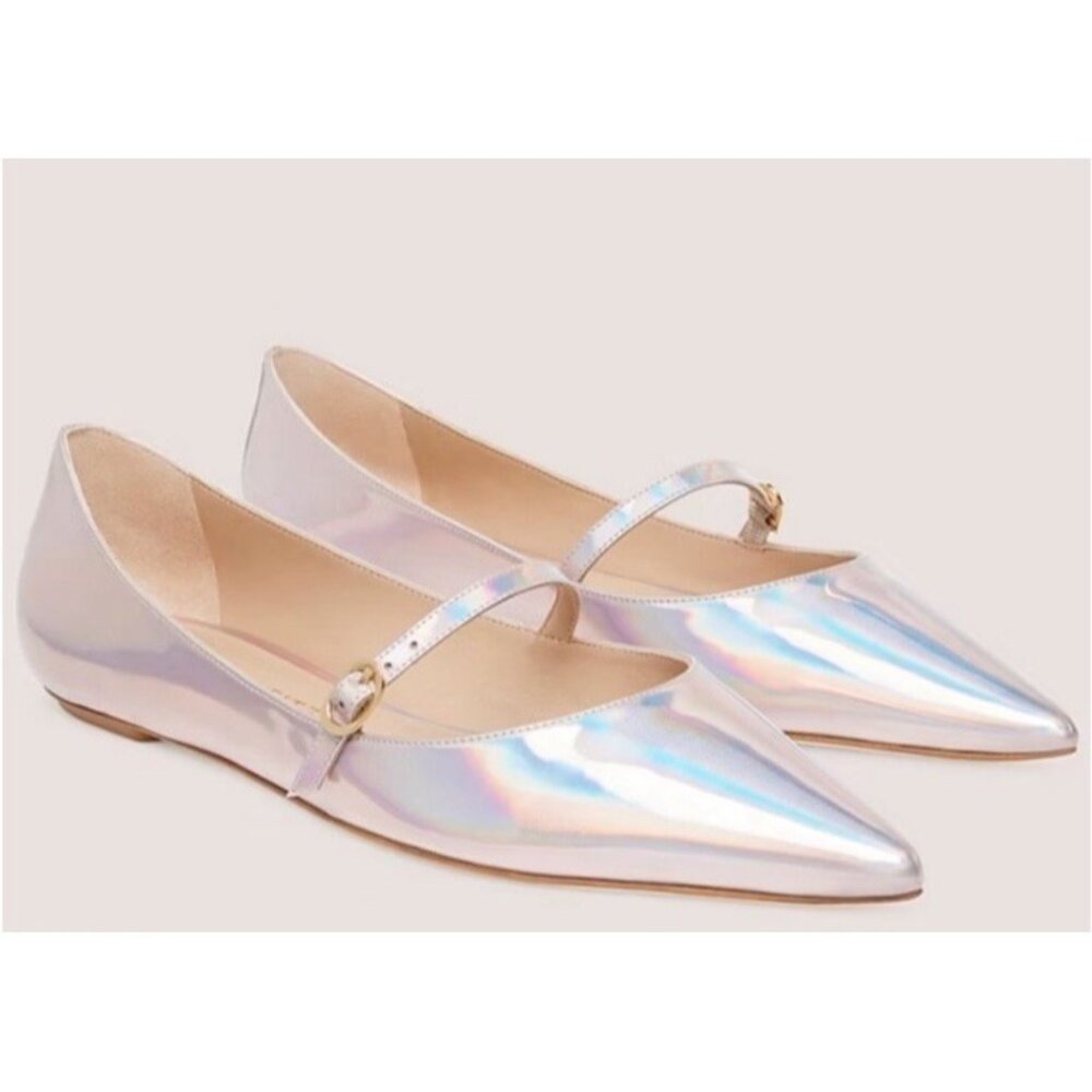 Stuart Weitzman Emilia Mary Jane Flats Iridescent Patent Leather Ballet‎ NEW 6.5